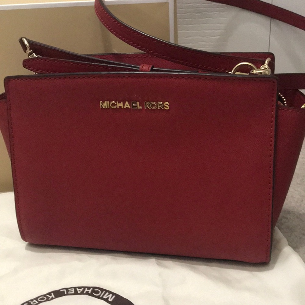 NWOT Red Michael Kors Selma bag cross body - Picture 2 of 8